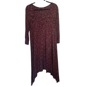 Max Studio Women's Shark Bite Hem 3/4 Sleeve Stretch Pullover Dress Sz X…